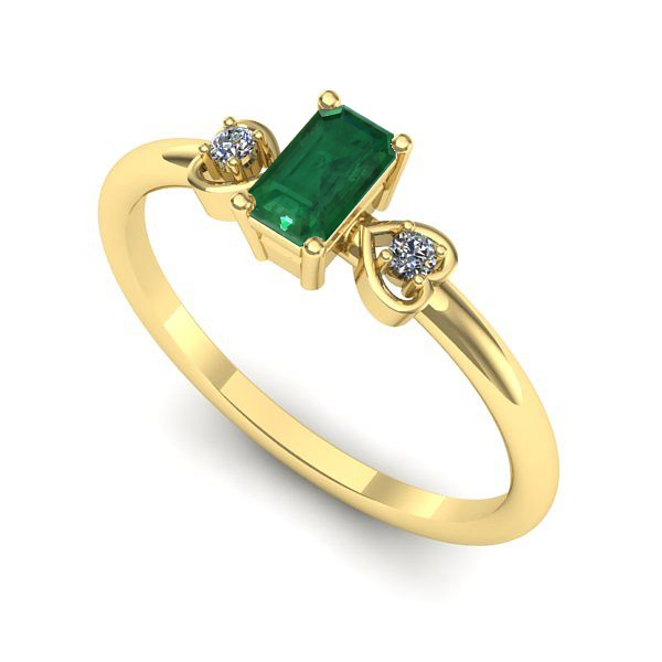 Inel din aur galben cu smarald