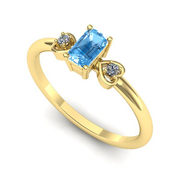Inel din aur galben cu topaz blue