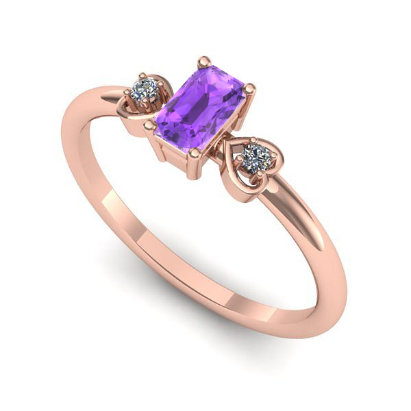 Inel de logodna din aur roz cu ametist