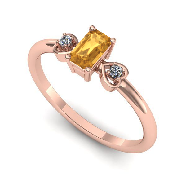 Inel din aur roz cu citrin