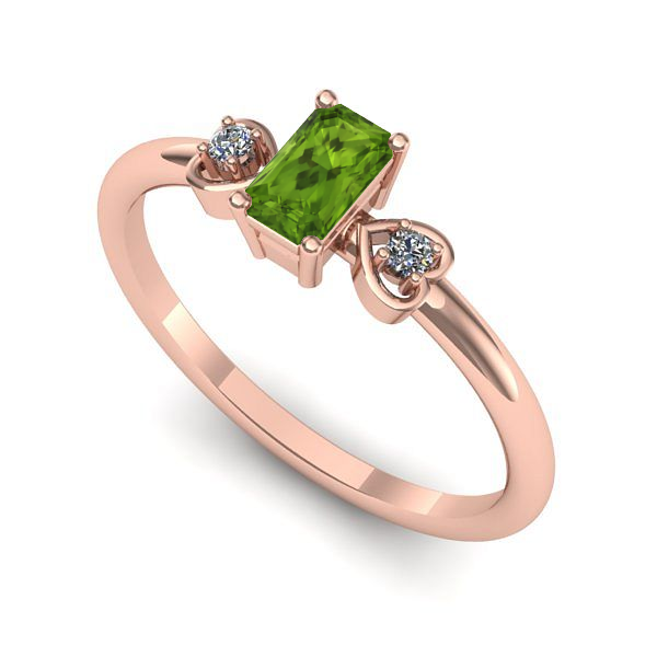 Inel logodna din aur roz cu peridot
