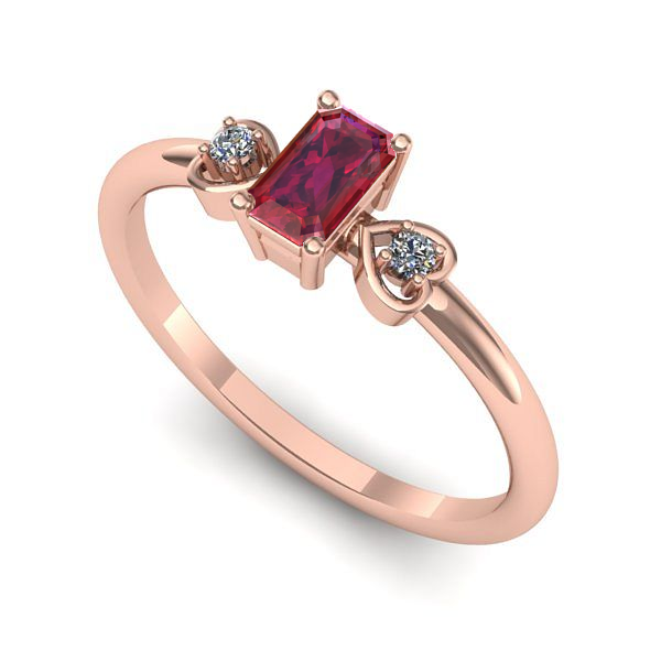 Inel logodna din aur roz cu rubin
