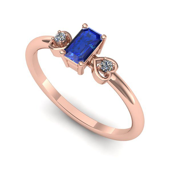 Inel de logodna din aur roz cu safir