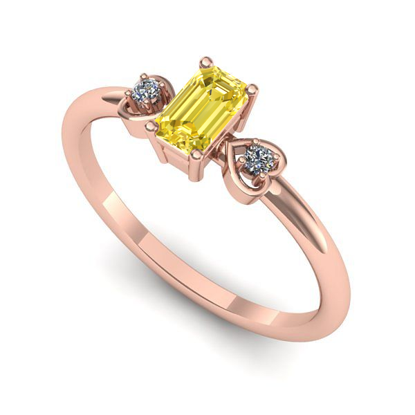 Inel logodna din aur roz cu safir galben