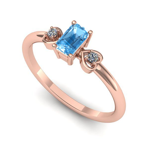 Inel de logodna din aur roz cu topaz blue
