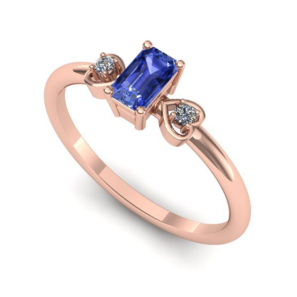 Inel logodna din aur roz cu tanzanit