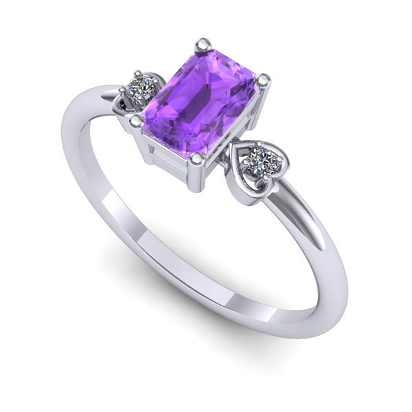 Inel din aur alb cu ametist