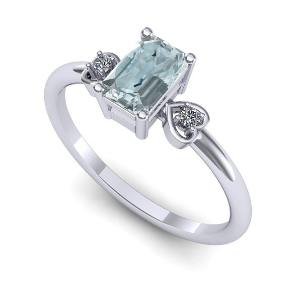 Inel din aur alb cu aquamarin