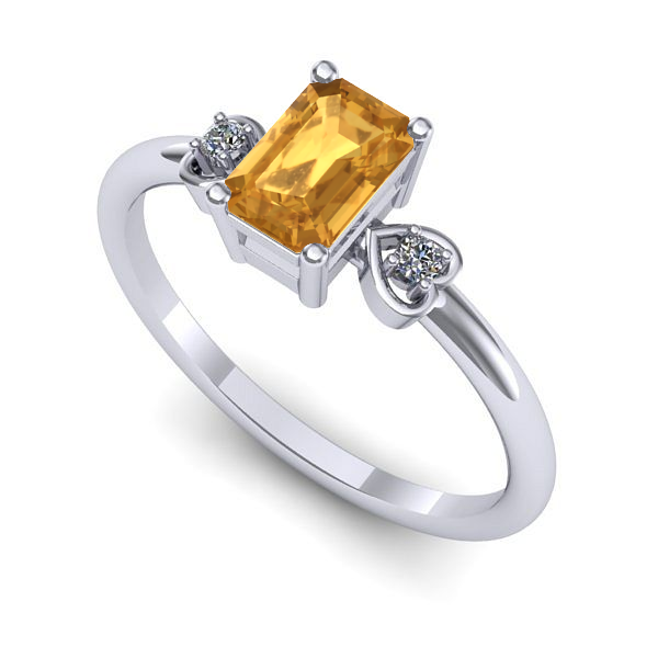 Inel de logodna din aur alb cu citrin