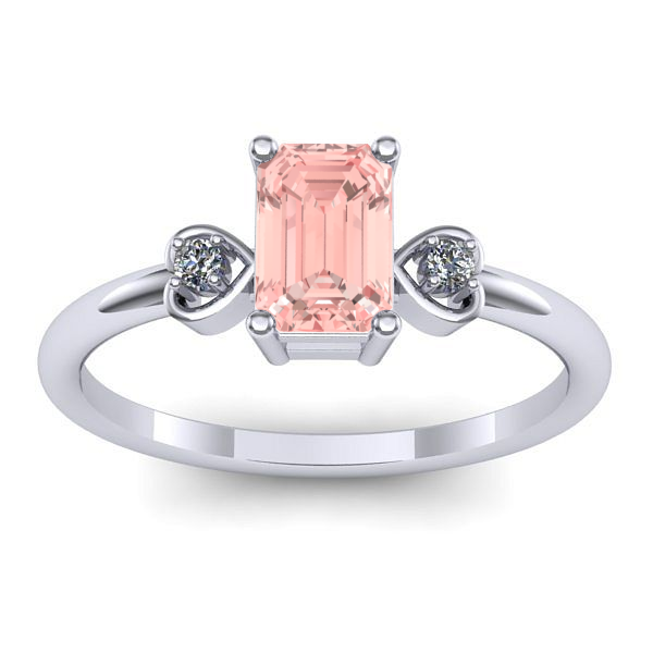 Inel cu diamant de laborator roz dreptunghiular