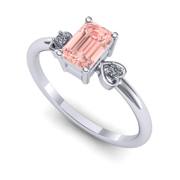 Inel logodna din aur alb cu diamant de laborator roz