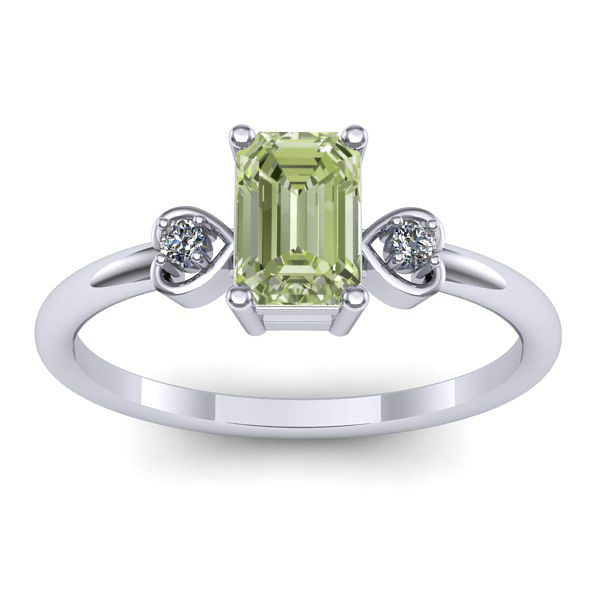 Inel de logodna cu diamant de laborator verde dreptunghiular