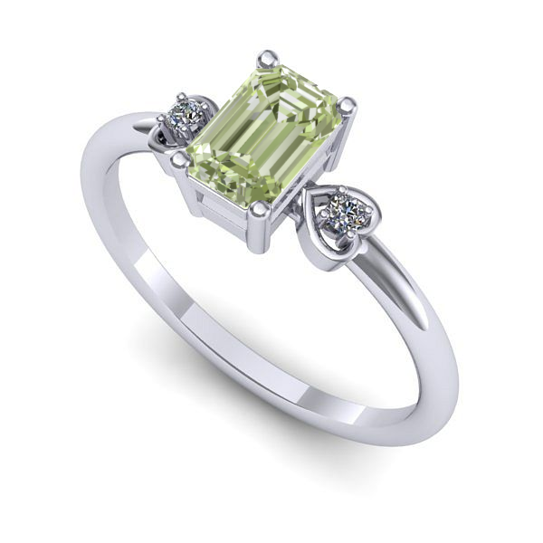 Inel logodna din aur alb cu diamant de laborator verde