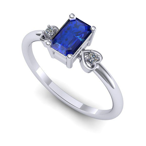 Inel din aur alb cu safir