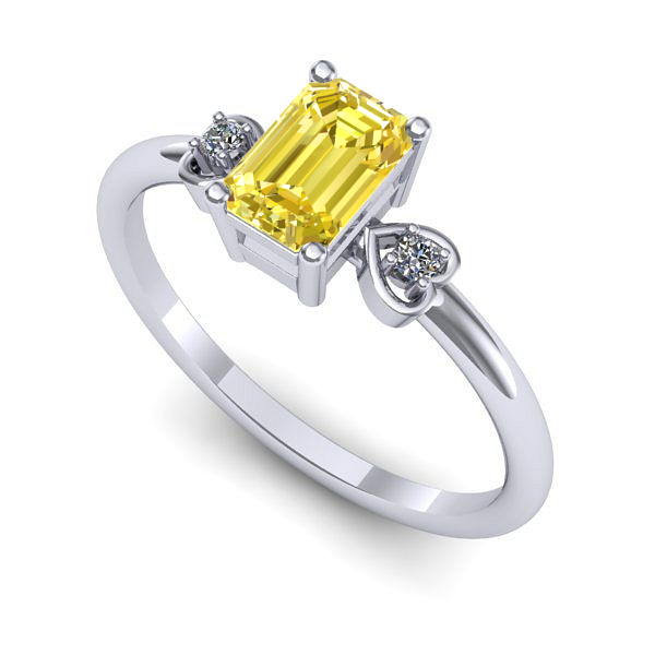 Inel de logodna din aur alb cu safir galben