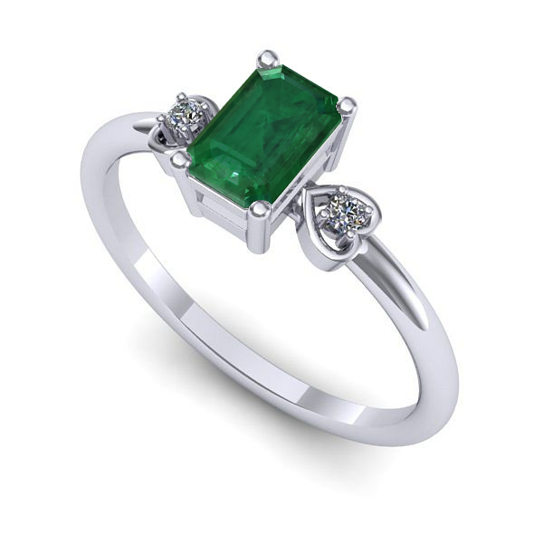 Inel din aur alb cu smarald