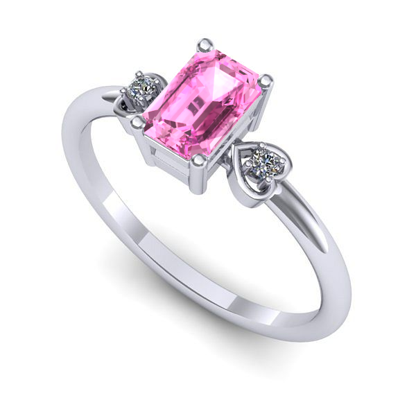 Inel logodna din aur alb cu safir roz