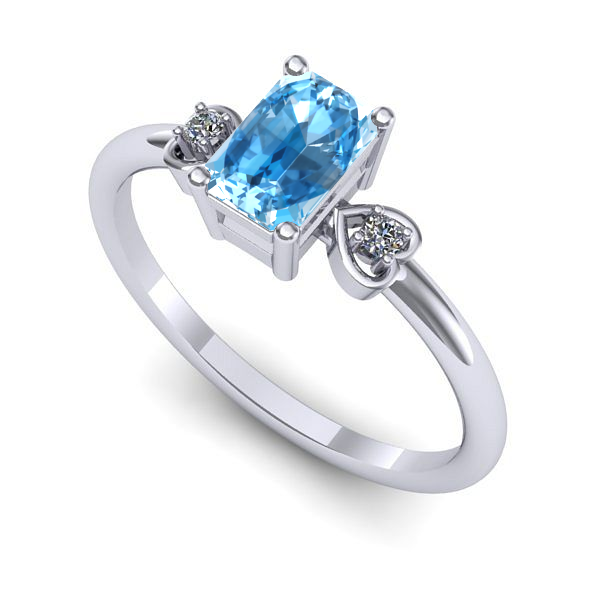 Inel logodna din aur alb cu topaz blue