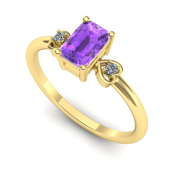 Inel logodna din aur galben cu ametist