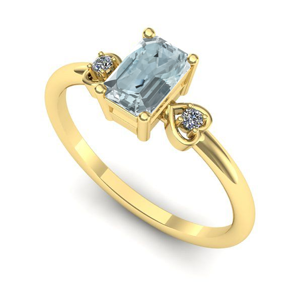 Inel logodna din aur galben cu aquamarin