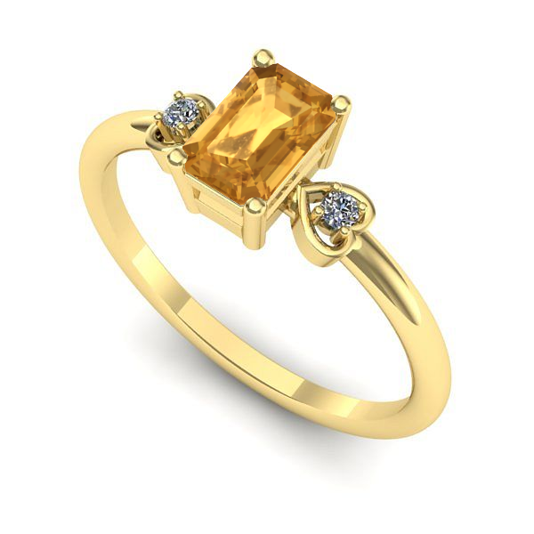 Inel logodna din aur galben cu citrin