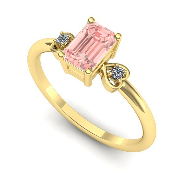 Inel logodna din aur galben cu diamant de laborator roz