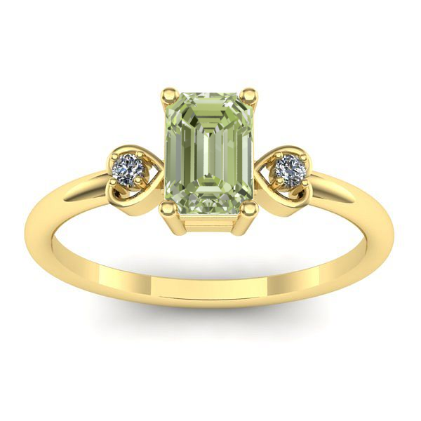 Inel logodna cu diamant de laborator verde dreptunghiular