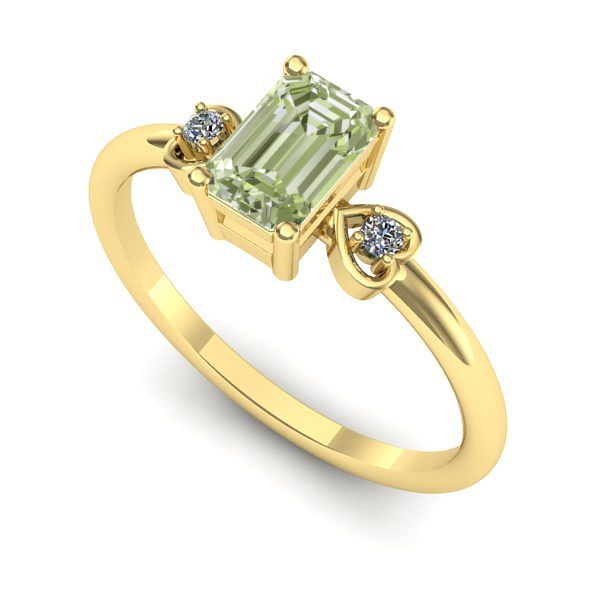 Inel de logodna din aur galben cu diamant de laborator verde