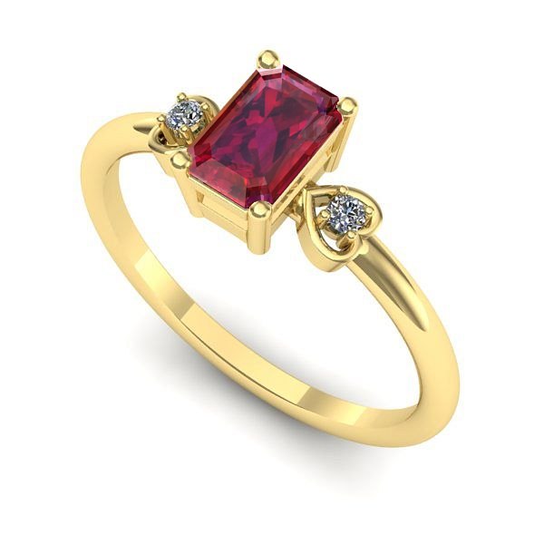 Inel logodna din aur galben cu rubin