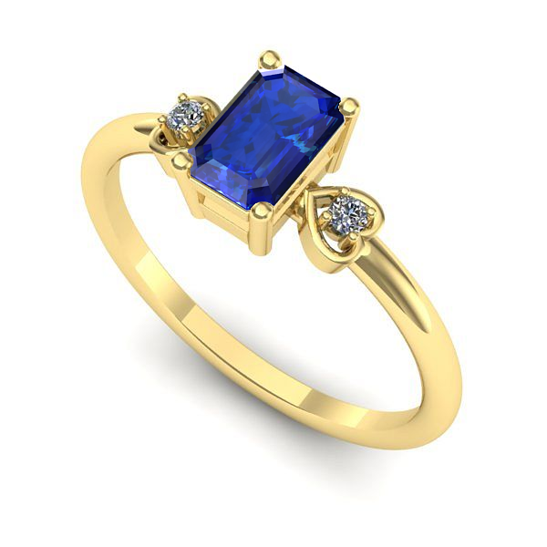 Inel logodna din aur galben cu safir