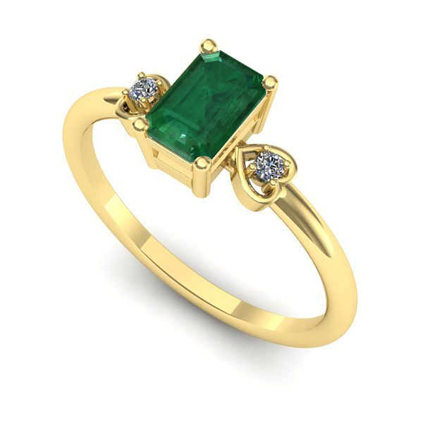 Inel de logodna din aur galben cu smarald