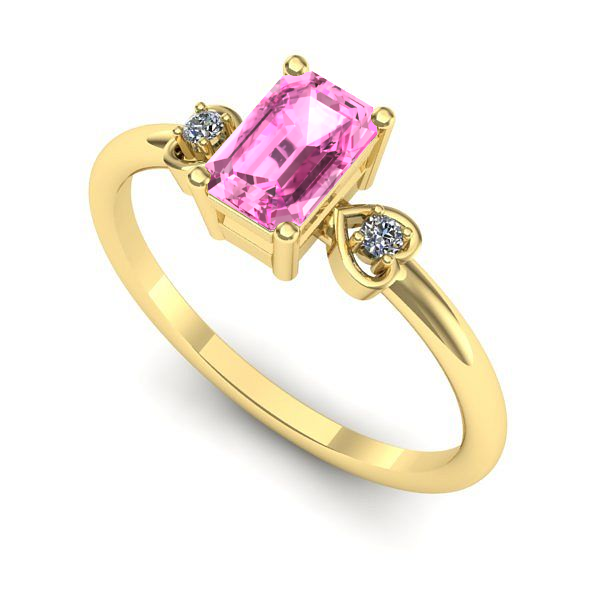 Inel de logodna din aur galben cu safir roz