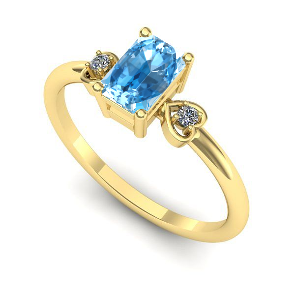 Inel din aur galben cu topaz blue