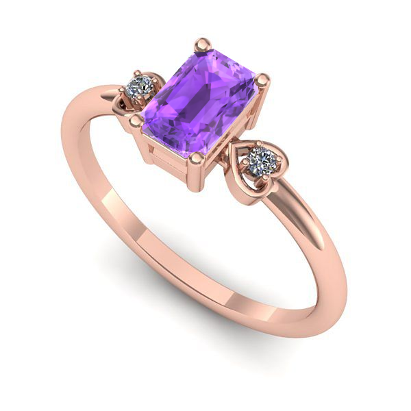 Inel din aur roz cu ametist