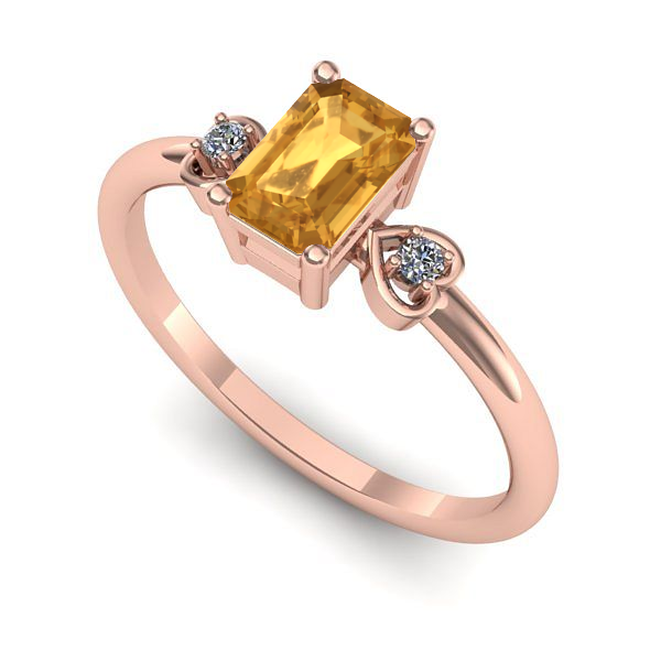 Inel din aur roz cu citrin