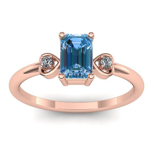 Inel logodna cu diamant de laborator albastru dreptunghiular