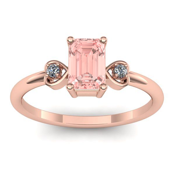 Inel de logodna cu diamant de laborator roz dreptunghiular