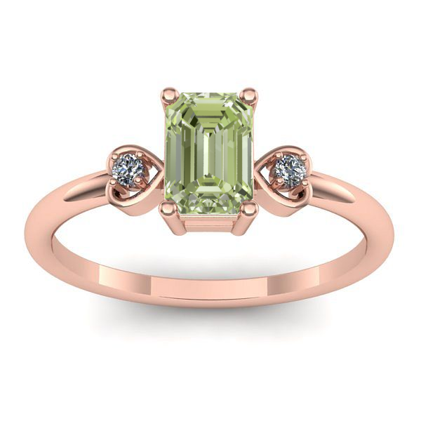 Inel cu diamant de laborator verde dreptunghiular