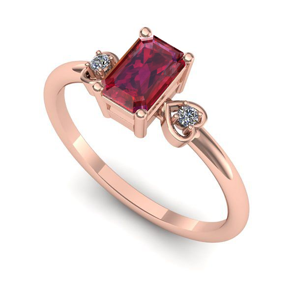 Inel de logodna din aur roz cu rubin