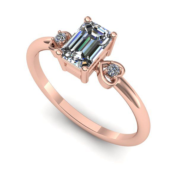 Inel logodna din aur roz cu safir alb