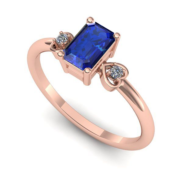 Inel logodna din aur roz cu safir