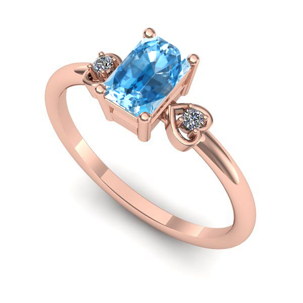 Inel din aur roz cu topaz blue