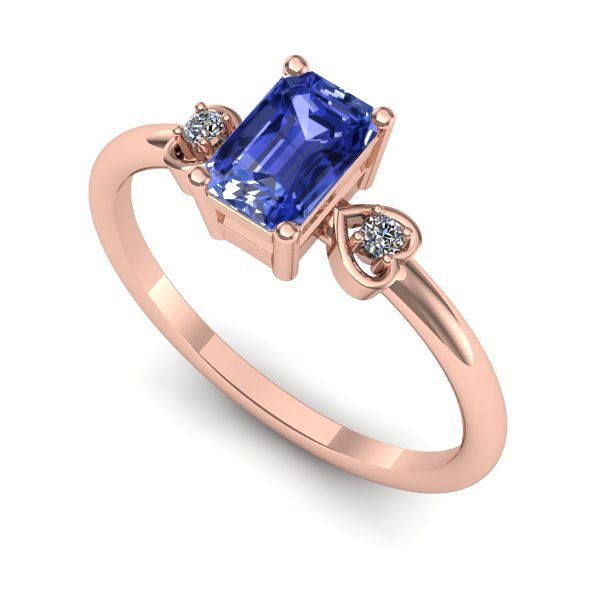 Inel din aur roz cu tanzanit