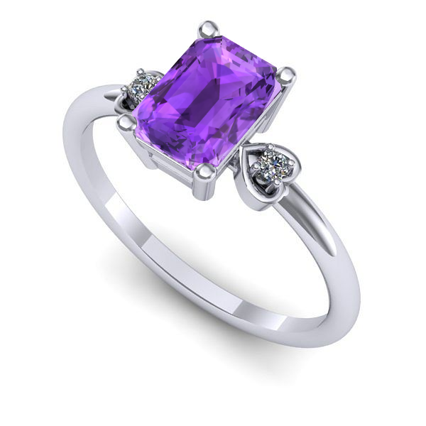 Inel din aur alb cu ametist