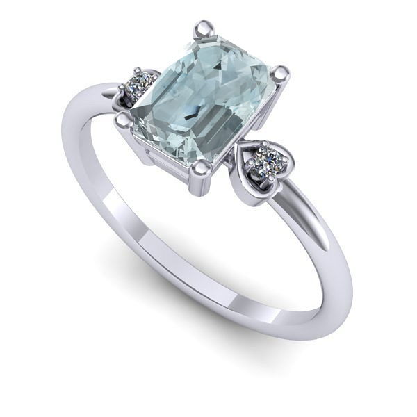 Inel de logodna din aur alb cu aquamarin