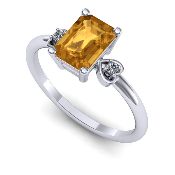 Inel din aur alb cu citrin