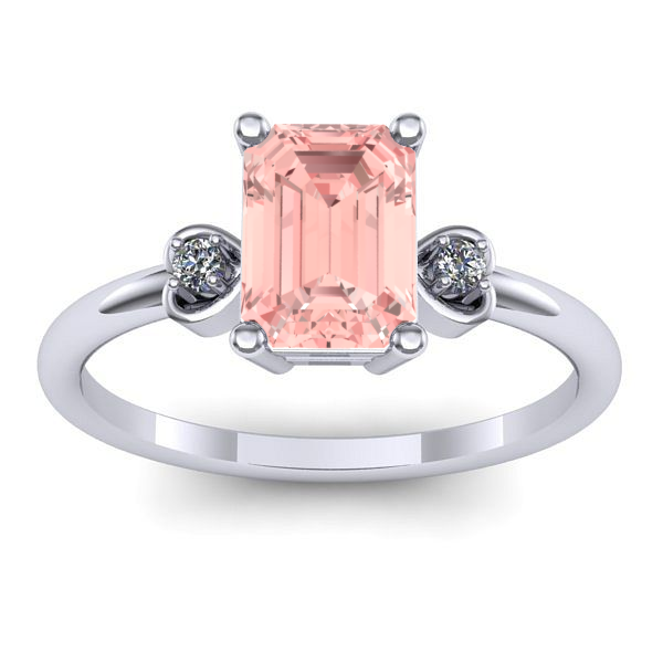 Inel cu diamant de laborator roz dreptunghiular