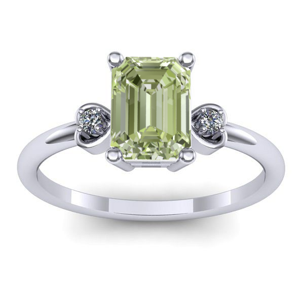 Inel logodna cu diamant de laborator verde dreptunghiular