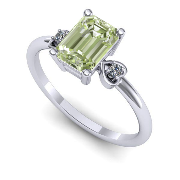 Inel logodna din aur alb cu diamant de laborator verde