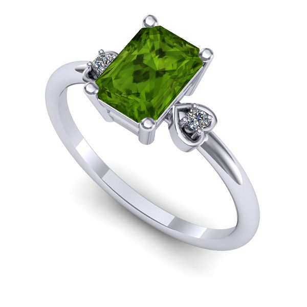 Inel de logodna din aur alb cu peridot